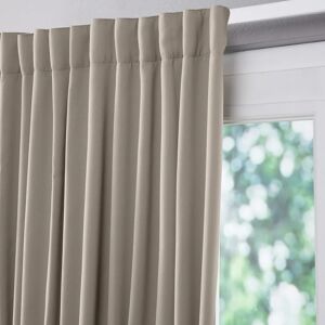 Blancheporte Rideau occultant uni satiné finition galon fronceur - Colombine Taupe RIdeau occultant : largeur 135 x hauteur 180 cm