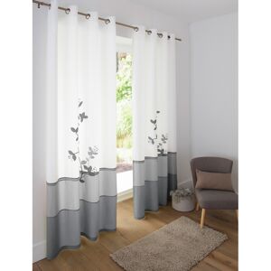 Rideau panneau voile motif orchidee finition oeillets - Blancheporte Gris Panneau : largeur 140 x hauteur 180cm