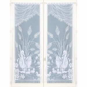 Blancheporte Vitrage droit motif cygnes - paire - Blancheporte Blanc Paire de rideaux : largeur 44 x hauteur 120cm