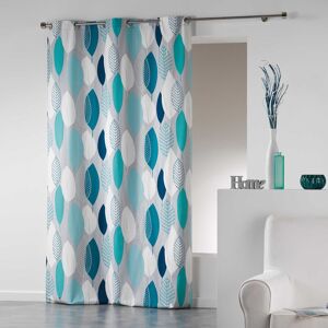 Rideau imprime feuilles feuilles - Blancheporte Bleu Rideau : 140x240cm