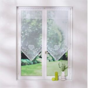 Vitrage droit pointe coeurs finition passe-tringle - la paire - Blancheporte Blanc Rideau : largeur 60 x hauteur 120cm