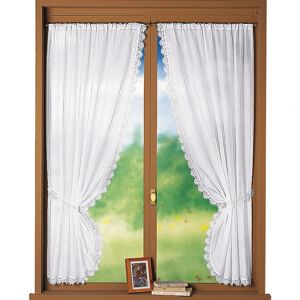 Blancheporte Rideau macramé finition passe-tringle embrasse assortie - la paire - Colombine Blanc Rideau : largeur 90 x hauteur 220cm