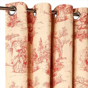 Stores-et-Rideaux.com Rideaux Toile de Jouy rouge