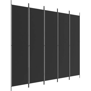 vidaXL Divisorio 5 Pannelli Nero 250x220 cm Tessuto