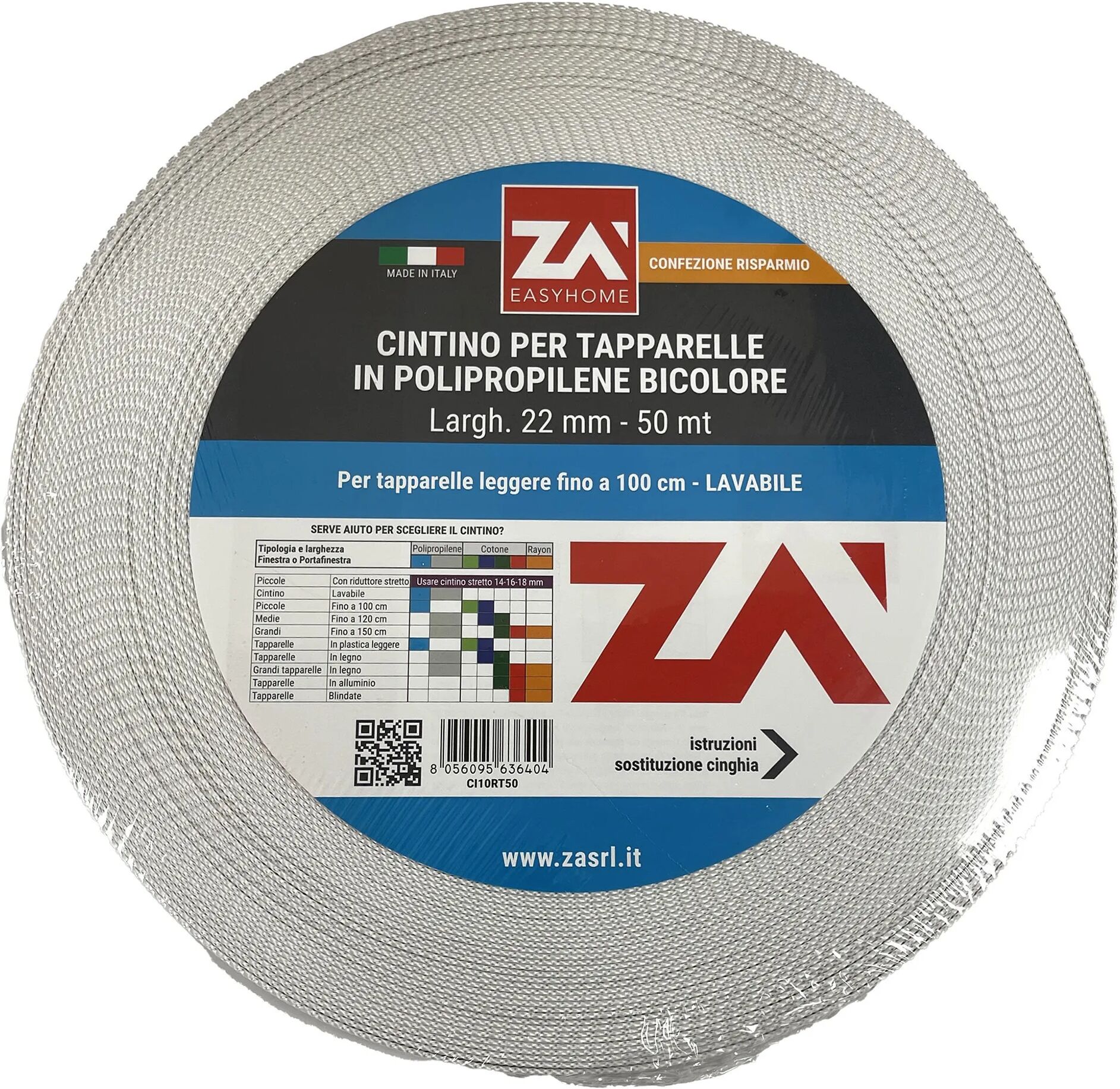 Tecnomat CINTINO PER TAPPARELLA 15 g 22 mm 50 m PORTAFINESTRA POLIPROPILENE GRIGIO/AVANA