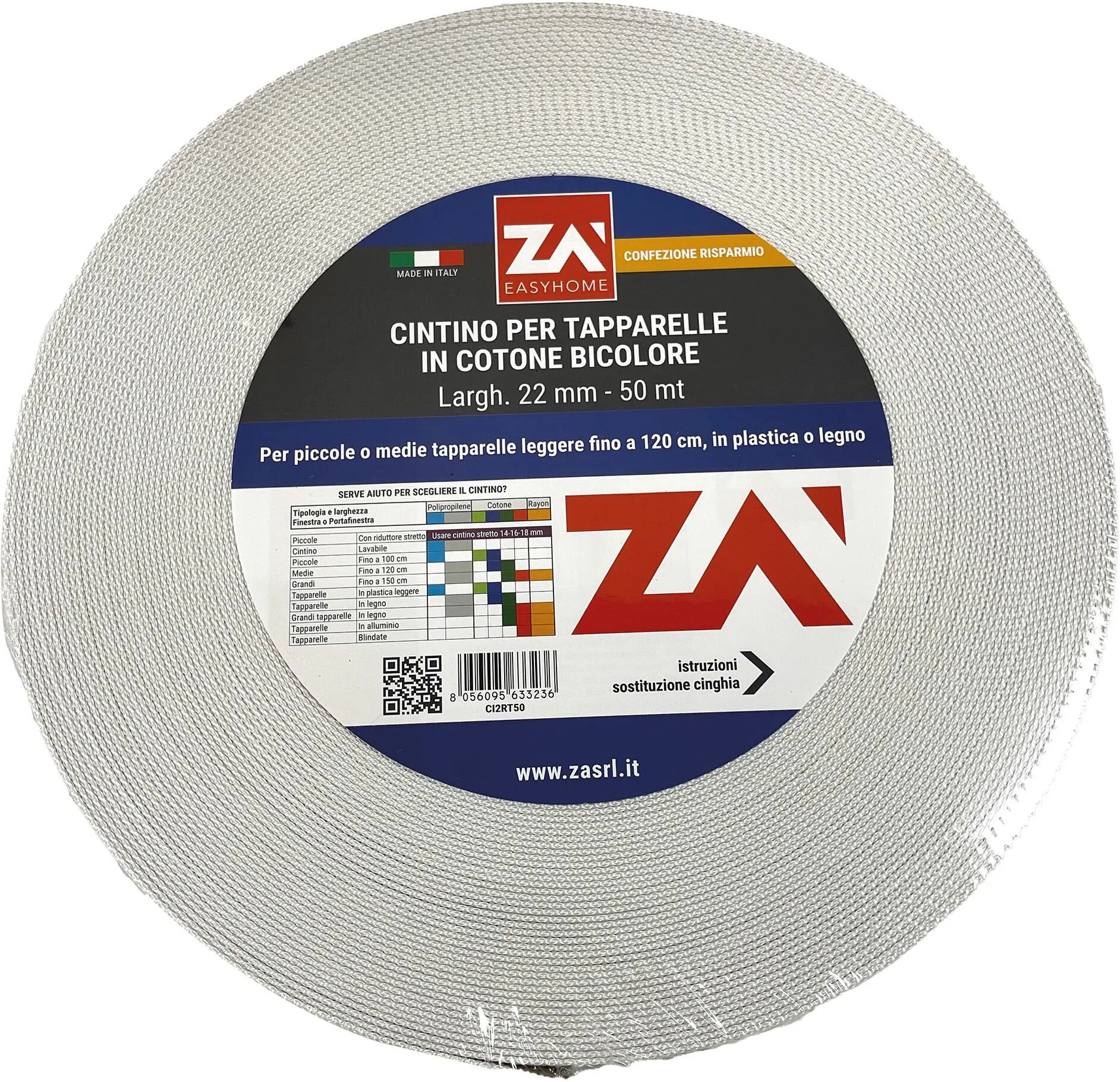 Tecnomat CINTINO PER TAPPARELLA 22 g 22 mm 50 m PORTAFINESTRA COTONE GRIGIO / AVANA