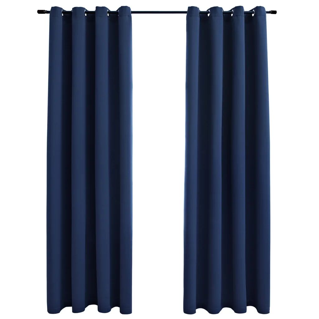 vidaXL Gordijn verduisterend met metalen ringen 2 st 140x175 cm blauw