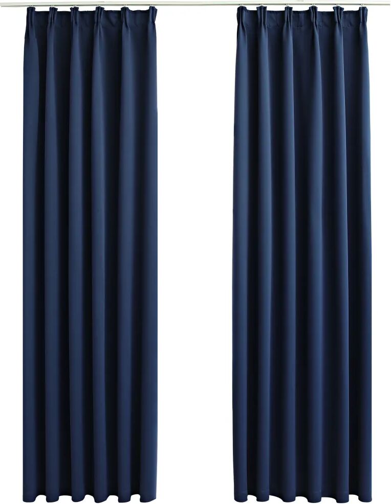 vidaXL Gordijnen verduisterend met haken 2 st 140x225 cm blauw