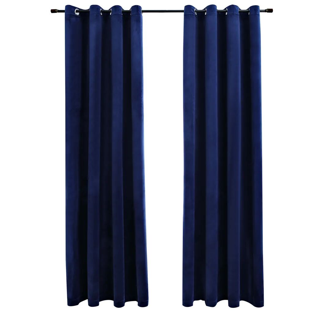 vidaXL Gordijn verduisterend met ringen 2 st 140x245 cm fluweel blauw