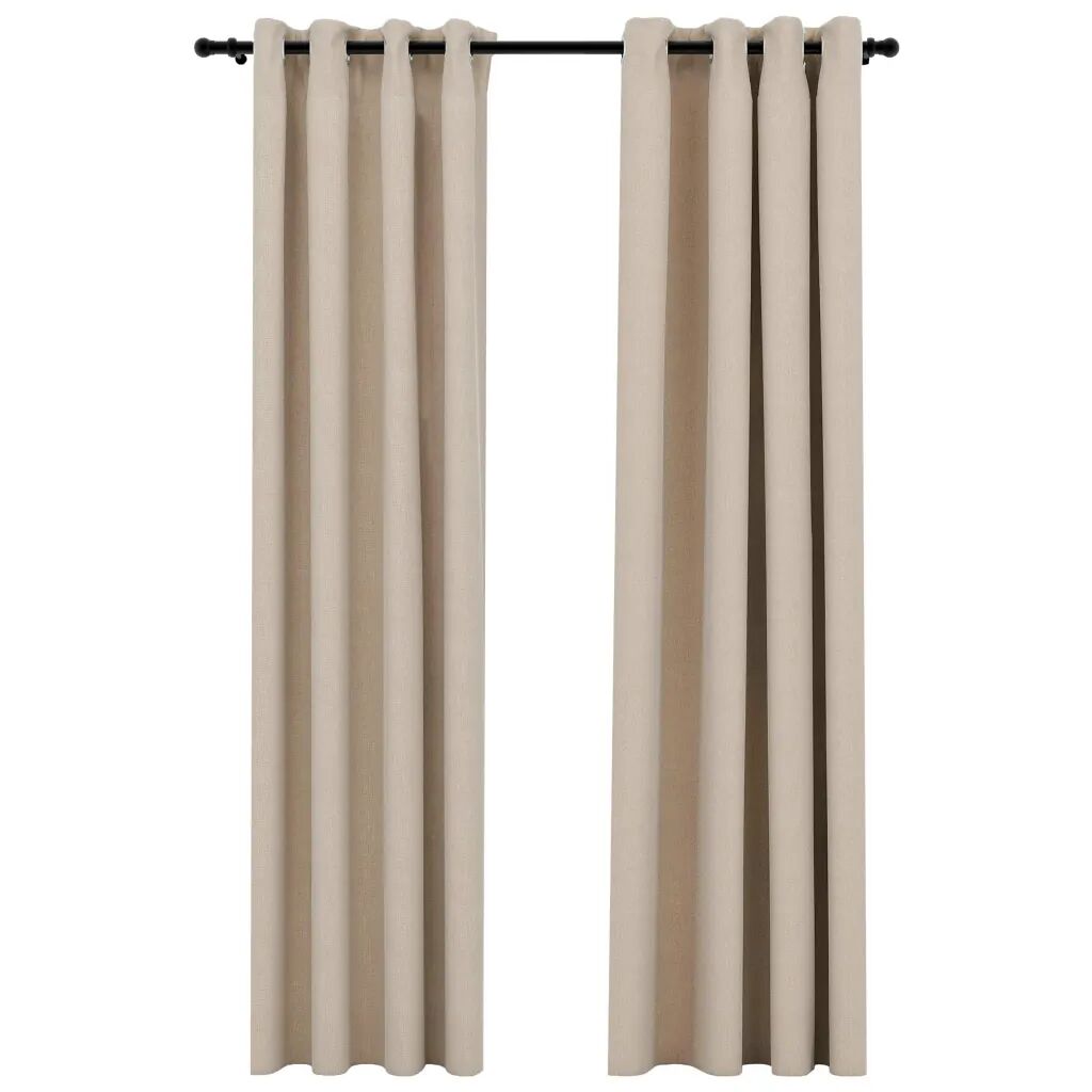 vidaXL Gordijnen linnen-look verduisterend ogen 2 st 140x245 cm beige