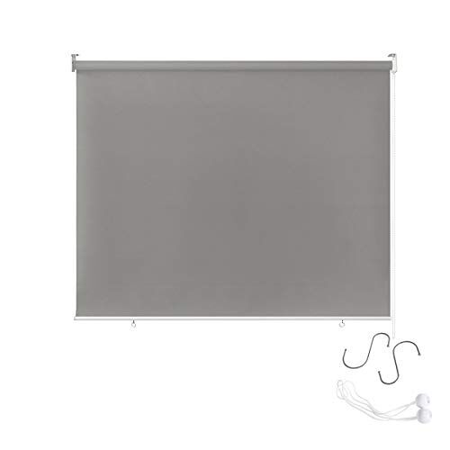 Aufun Rolgordijn voor buiten, outdoor, weerbestendig, buitenrolgordijn, zonwering, balkonrolgordijn, uv-bescherming, reflecterende thermische functie voor ramen en deuren-180 x 140 cm, Grau