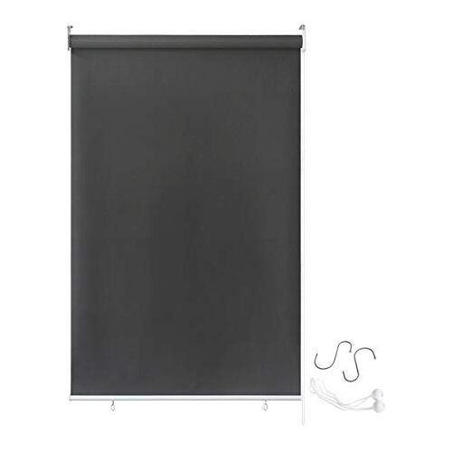 Aufun Rolgordijn voor buiten, outdoor, weerbestendig, buitenrolgordijn, zonwering, balkonrolgordijn, uv-bescherming, reflecterende thermische functie voor ramen en deuren-140 x 240 cm, Antraciet