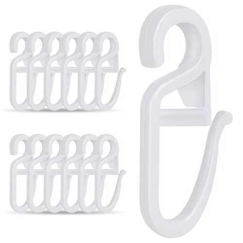 LXQ 150 stuks gordijnhaken met 6 mm ogen, witte gordijnhaken voor ringen, gordijnhaken voor rails, plastic gordijnaccessoires, overcliphaken voor gordijnroedes en gordijnroedes