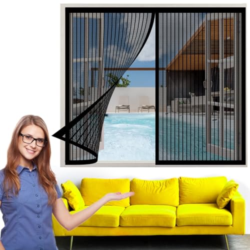 AMZERO Horren Voor Raam 250 x 190 cm, Mesh Gordijn Horren, Duurzaam Transparant Voor Balkon Kinderkamer Raam, Zwart