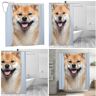 VducK Douchegordijn 183 x 183 cm Douchegordijnen voor badkamer moderne microvezel badgordijnen machine glimlachend Shiba Inu wasbaar douchegordijn set voor bad douche raam