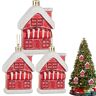 Novent Kersthuisversiering, kersthuishanger, sneeuwhuis, 8,9 cm, boerderijdecoratie, doe-het-zelf kersthanger, kerstboomversiering, 3 stuks feestgeschenken