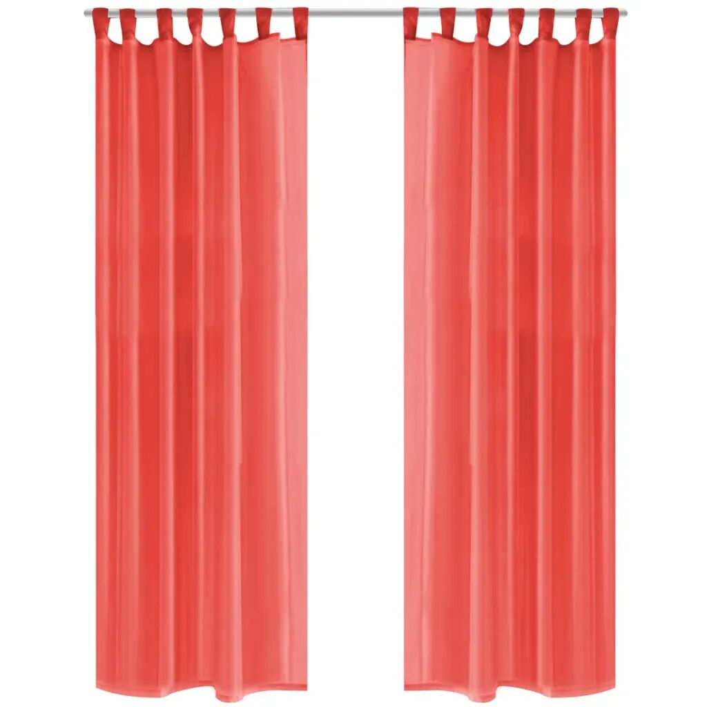 vidaXL Gordijnen voile 140x245 cm rood 2 st