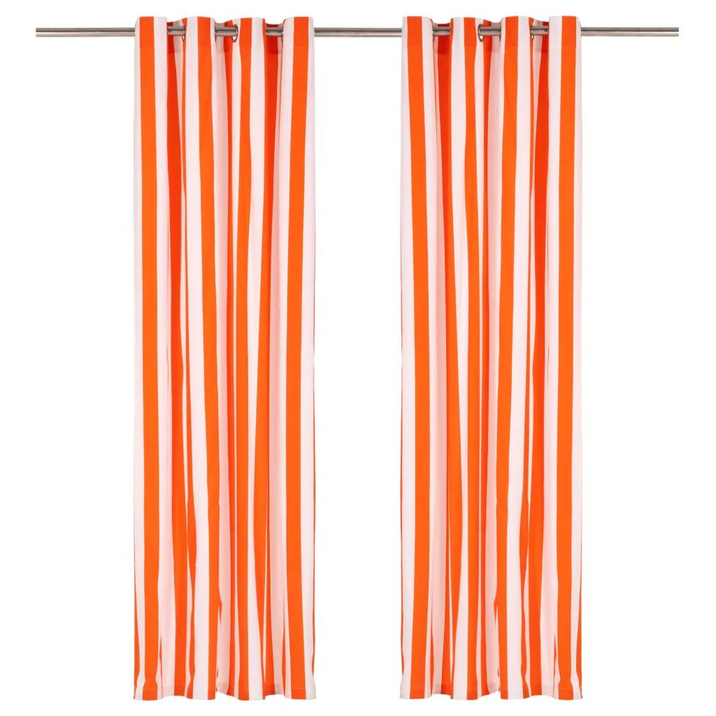 vidaXL Gordijnen met metalen ringen 2 st 140x225 cm stof oranje streep