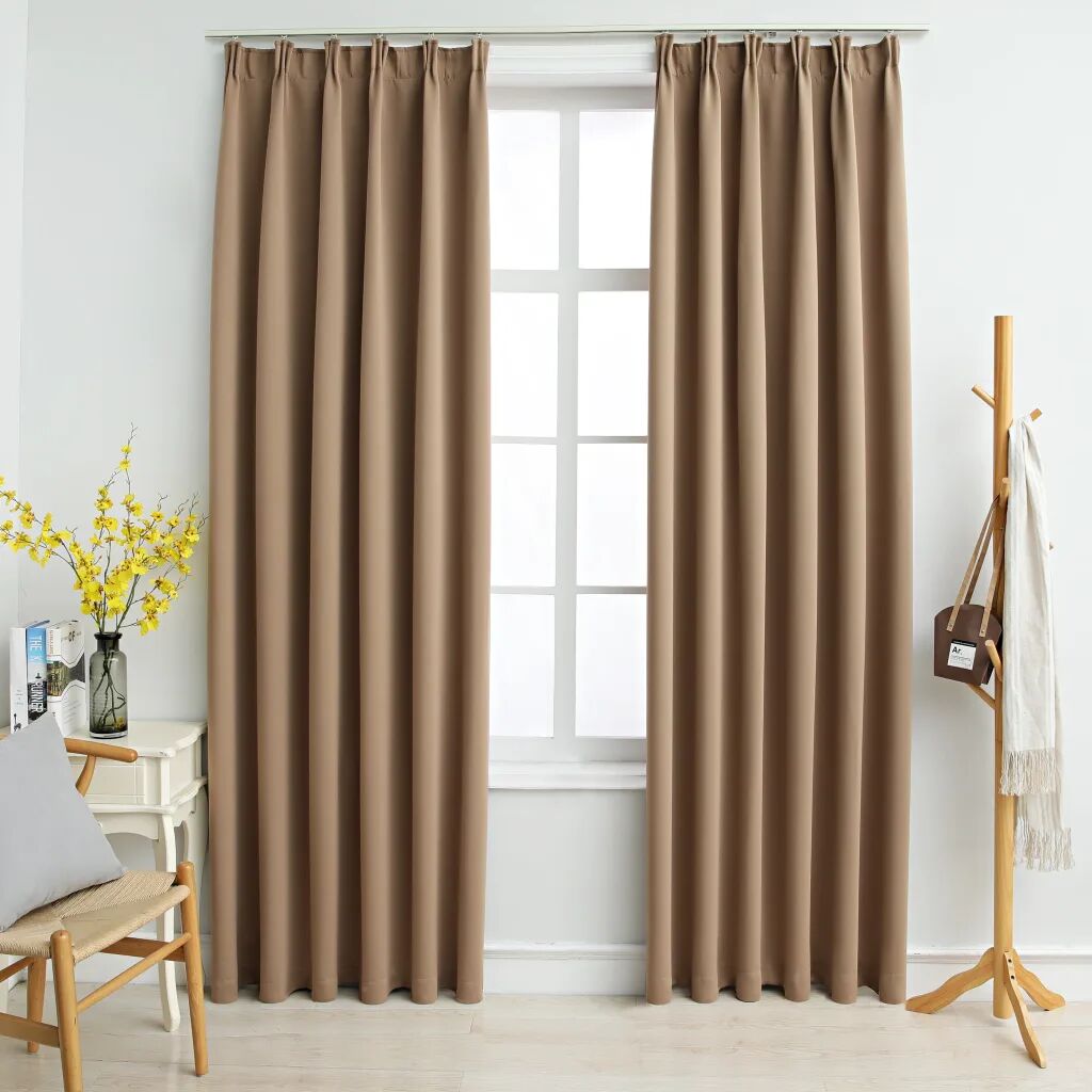 vidaXL Gordijnen verduisterend met haken 2 st 140x225 cm taupe