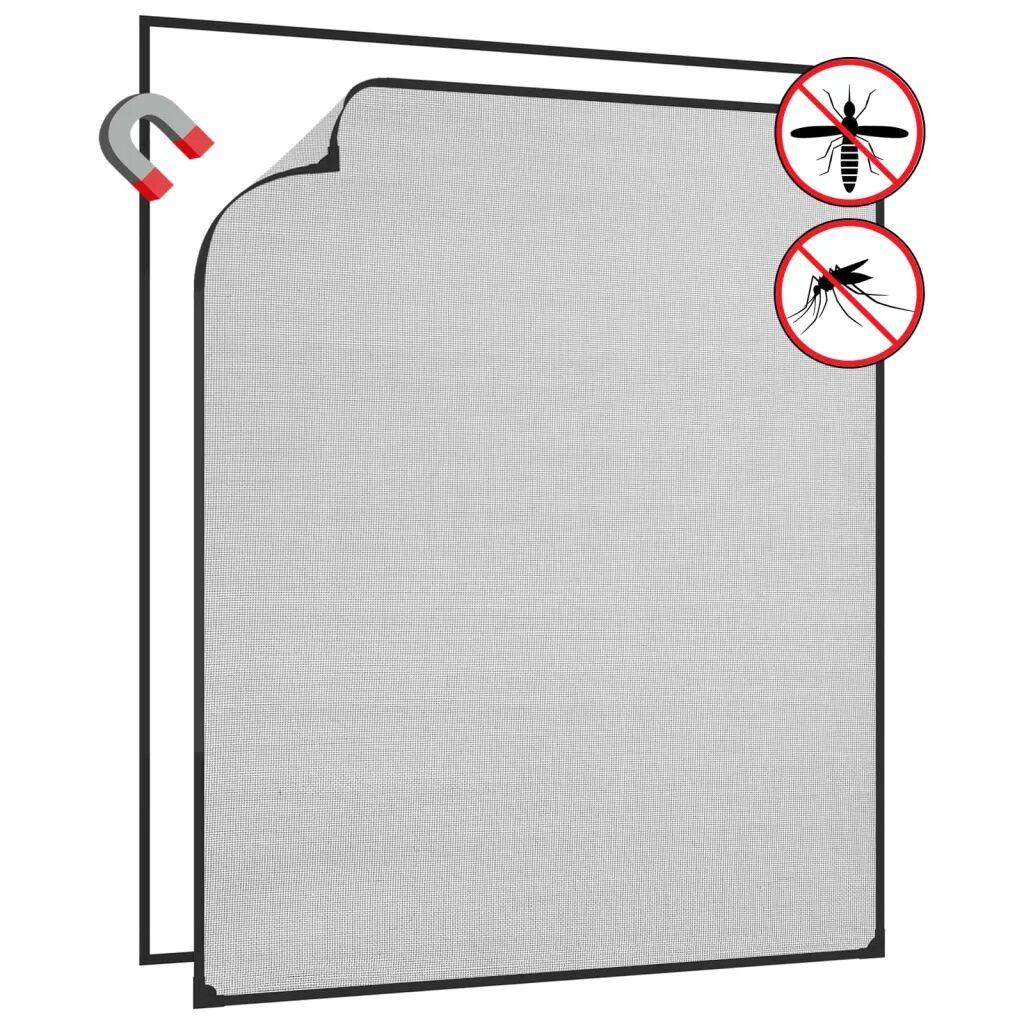 vidaXL Magnetisk insektskjerm for vindu antrasitt 100x120cm glassfiber