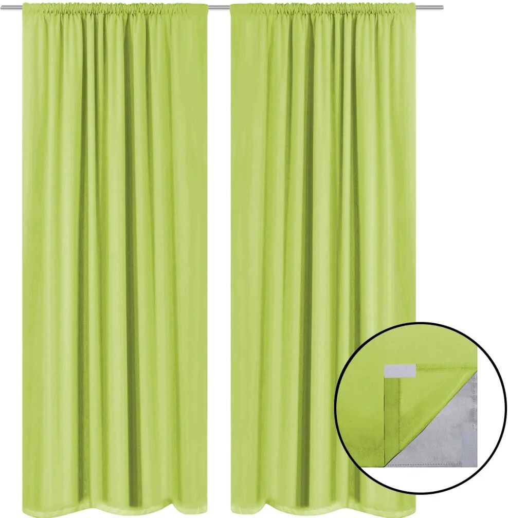 vidaXL Cortinas blackout 2 pcs camada dupla 140x245 cm verde