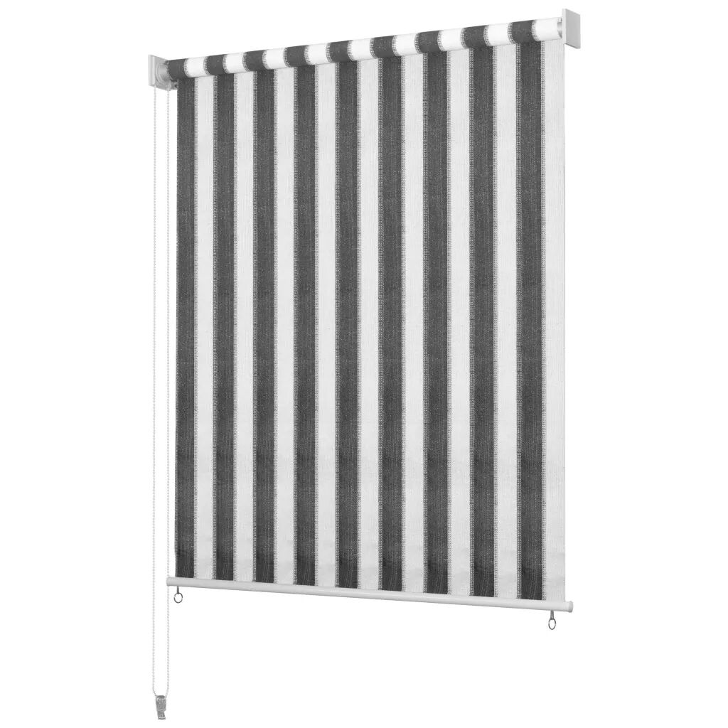 vidaXL Estore de rolo para exterior 350x140 cm riscas antracite/branco