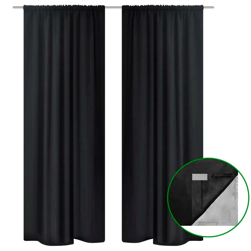 vidaXL Cortinas blackout 2 pcs camada dupla 140 x 245 cm preto