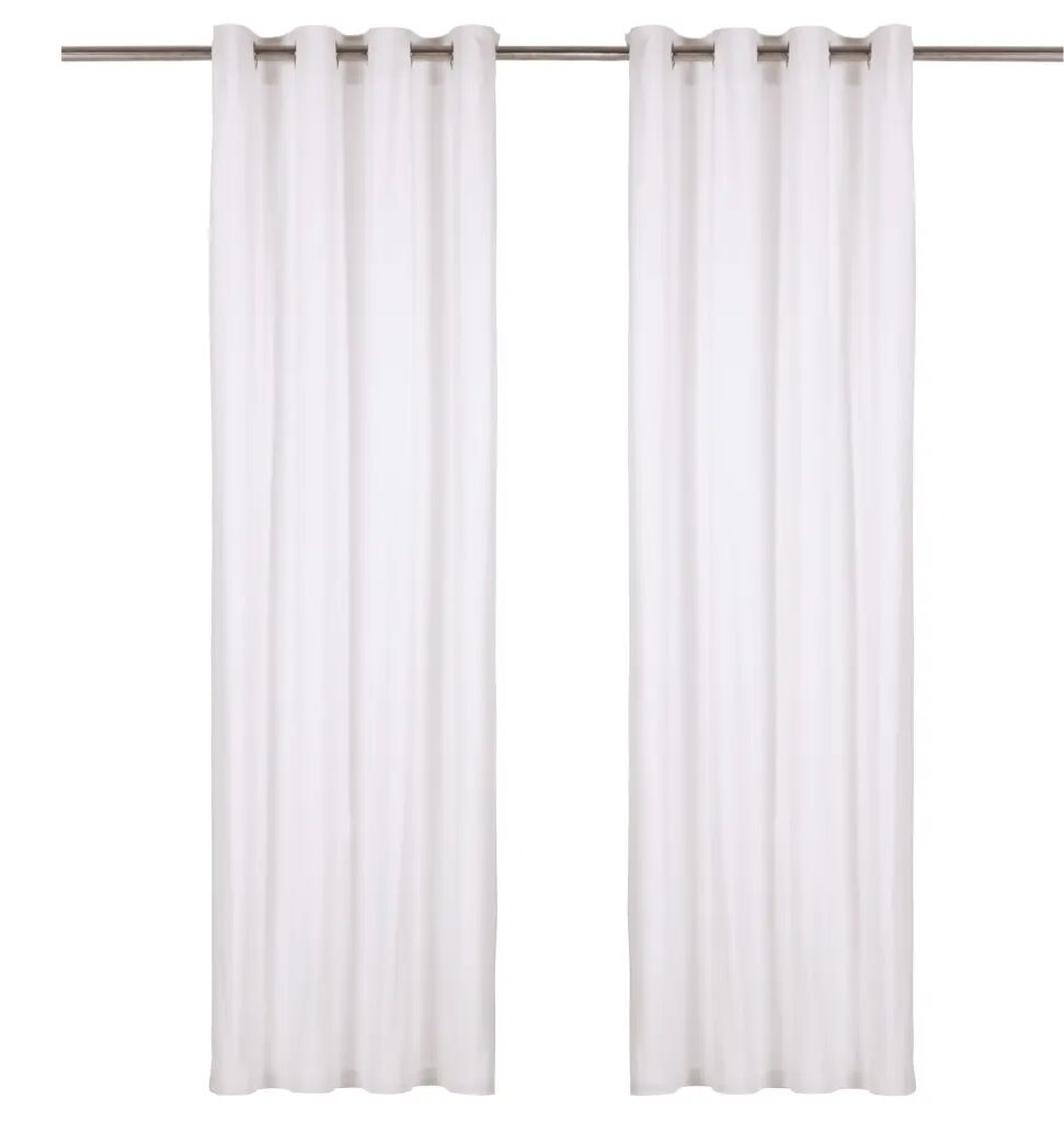 vidaXL Cortinas com argolas de metal 2 pcs algodão 140x225 cm branco