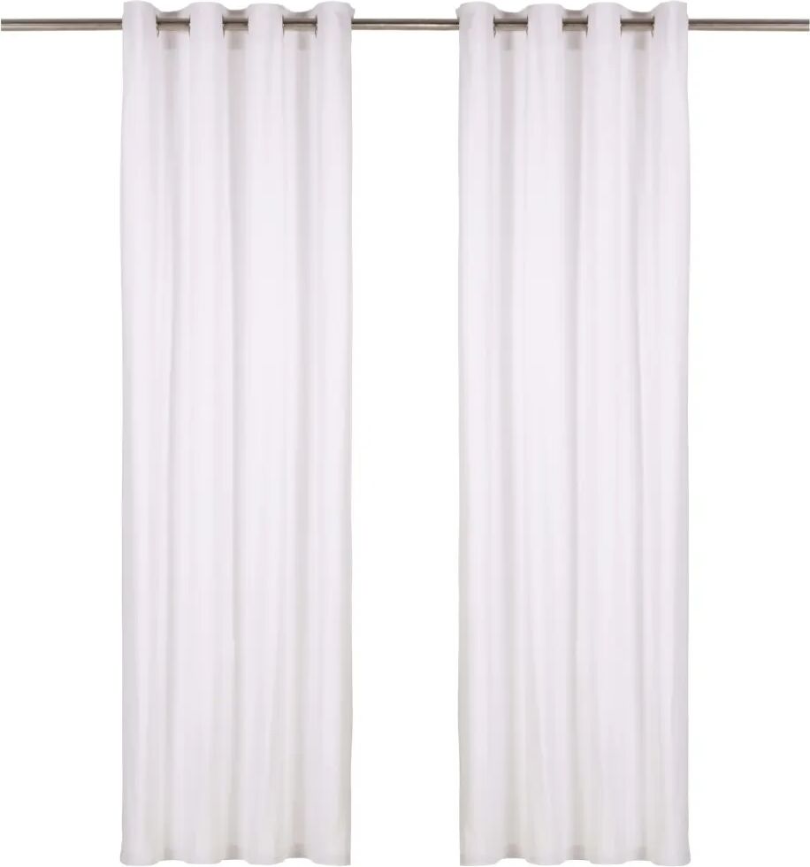 vidaXL Cortinas com argolas de metal 2 pcs algodão 140x245 cm branco