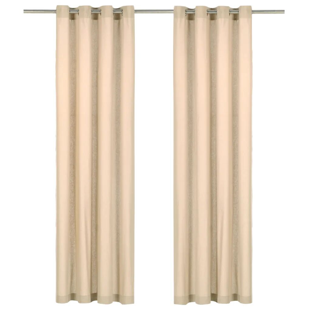 vidaXL Cortinas com argolas de metal 2 pcs algodão 140x175 cm bege