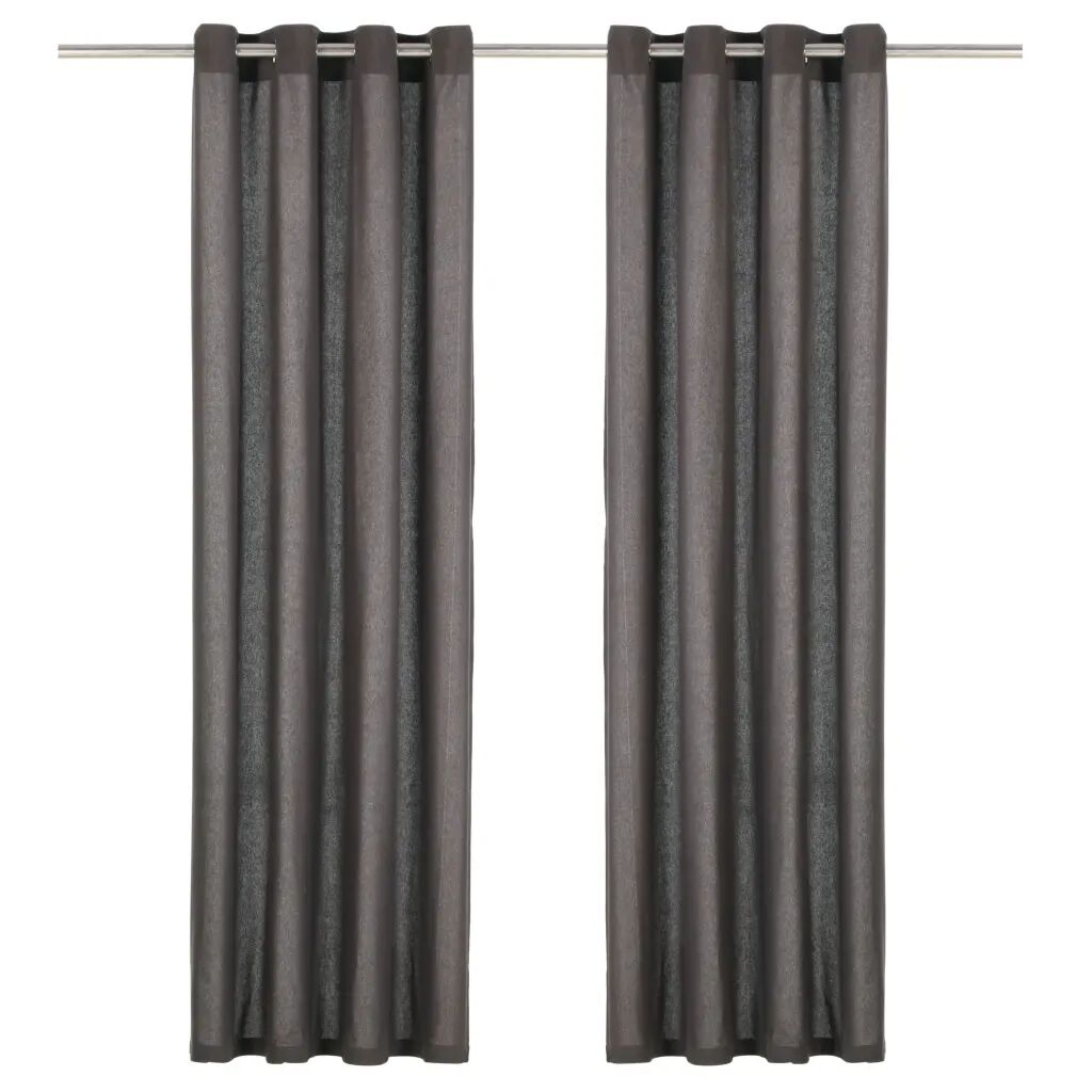 vidaXL Cortinas c/ argolas de metal 2 pcs algodão 140x225 cm antracite