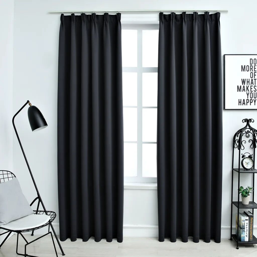 vidaXL Cortinas blackout com ganchos 2 pcs 140x175 cm preto