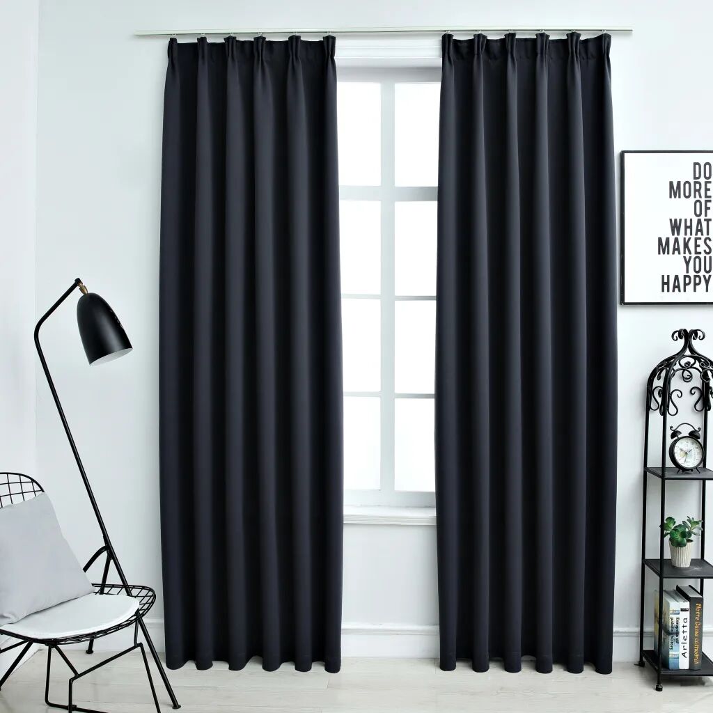 vidaXL Cortinas blackout com ganchos 2 pcs 140x175 cm antracite