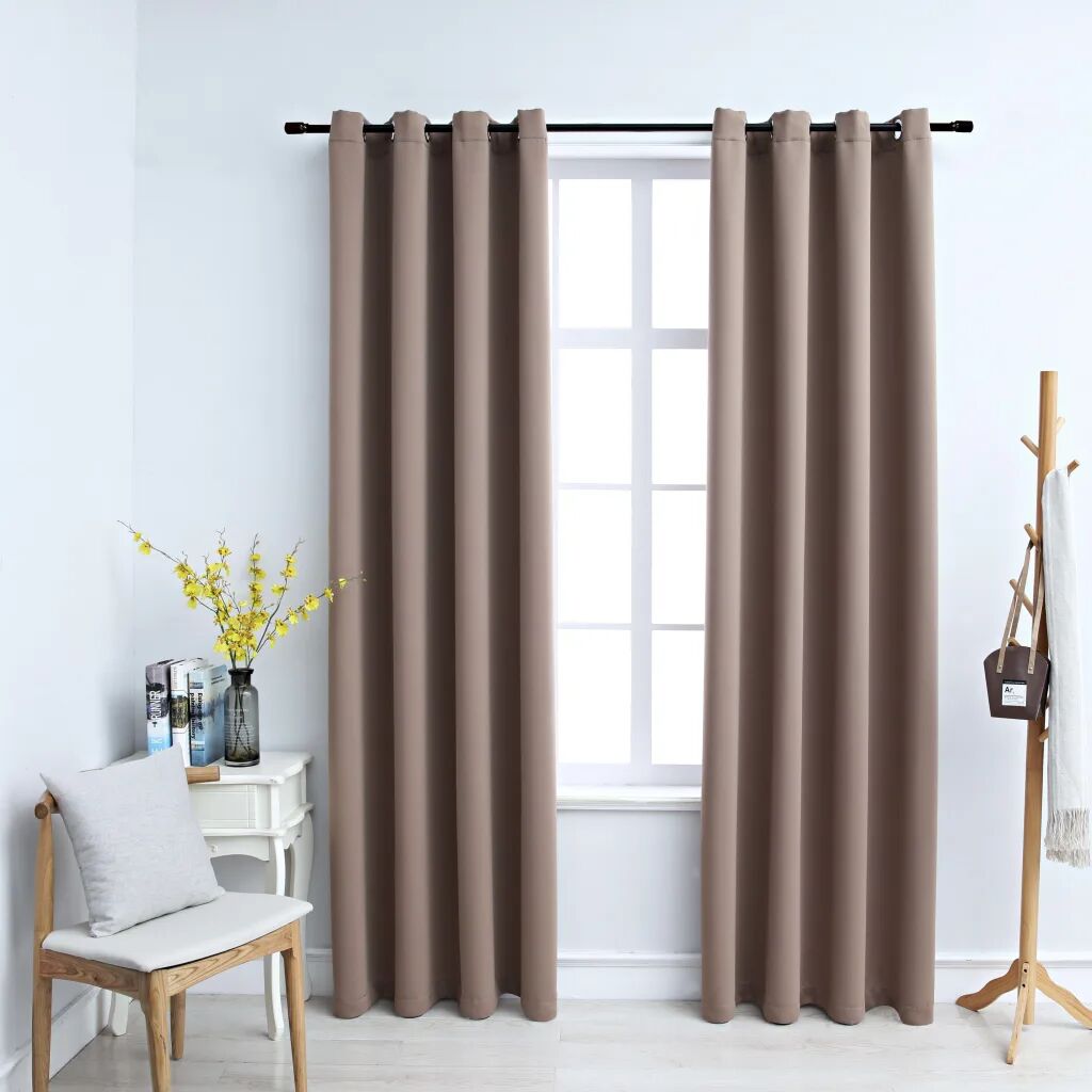 vidaXL Cortinas opacas c/ argolas 2 pcs 140x225 cm cinza-acastanhado