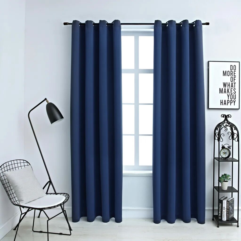 vidaXL Cortinas blackout com argolas em metal 2 pcs 140x225 cm azul