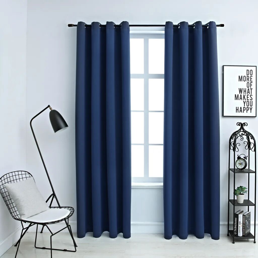 vidaXL Cortinas blackout com argolas em metal 2 pcs 140x245 cm azul