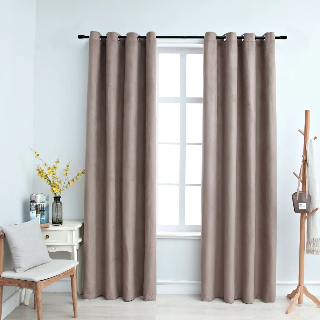 vidaXL Cortinas opacas c/ argolas 2 pcs 140x245 cm cinza-acastanhado