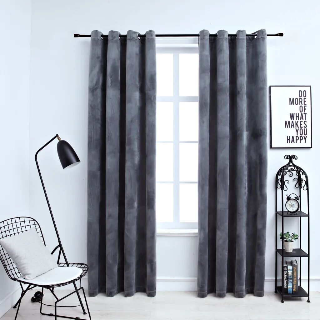 vidaXL Cortinas blackout com argolas 2 pcs 140x225 cm veludo antracite