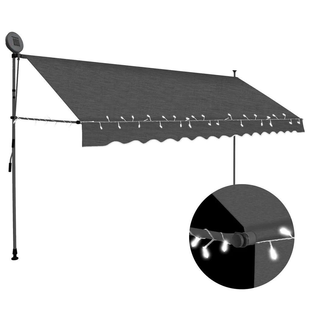 vidaXL Toldo retrátil manual com LED 400 cm antracite