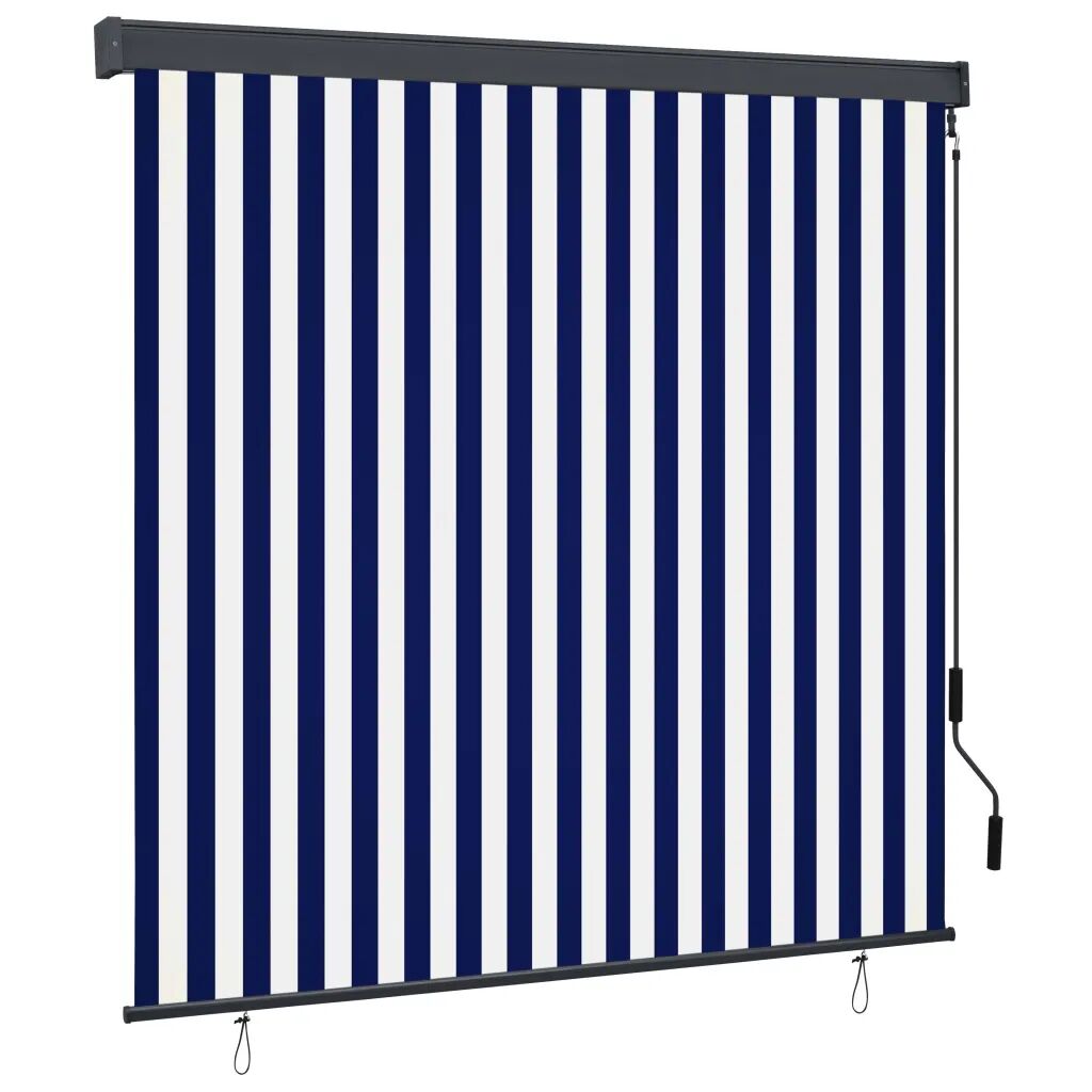 vidaXL Estore de rolo para exterior 160x250 cm azul e branco