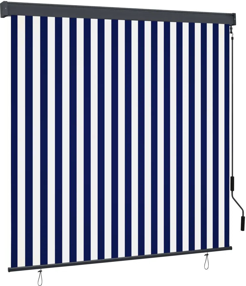 vidaXL Estore de rolo para exterior 170x250 cm azul e branco