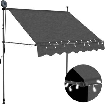 Vidaxl Toldo Retrátil Manual com Led Cinzento (200 x 300 cm)