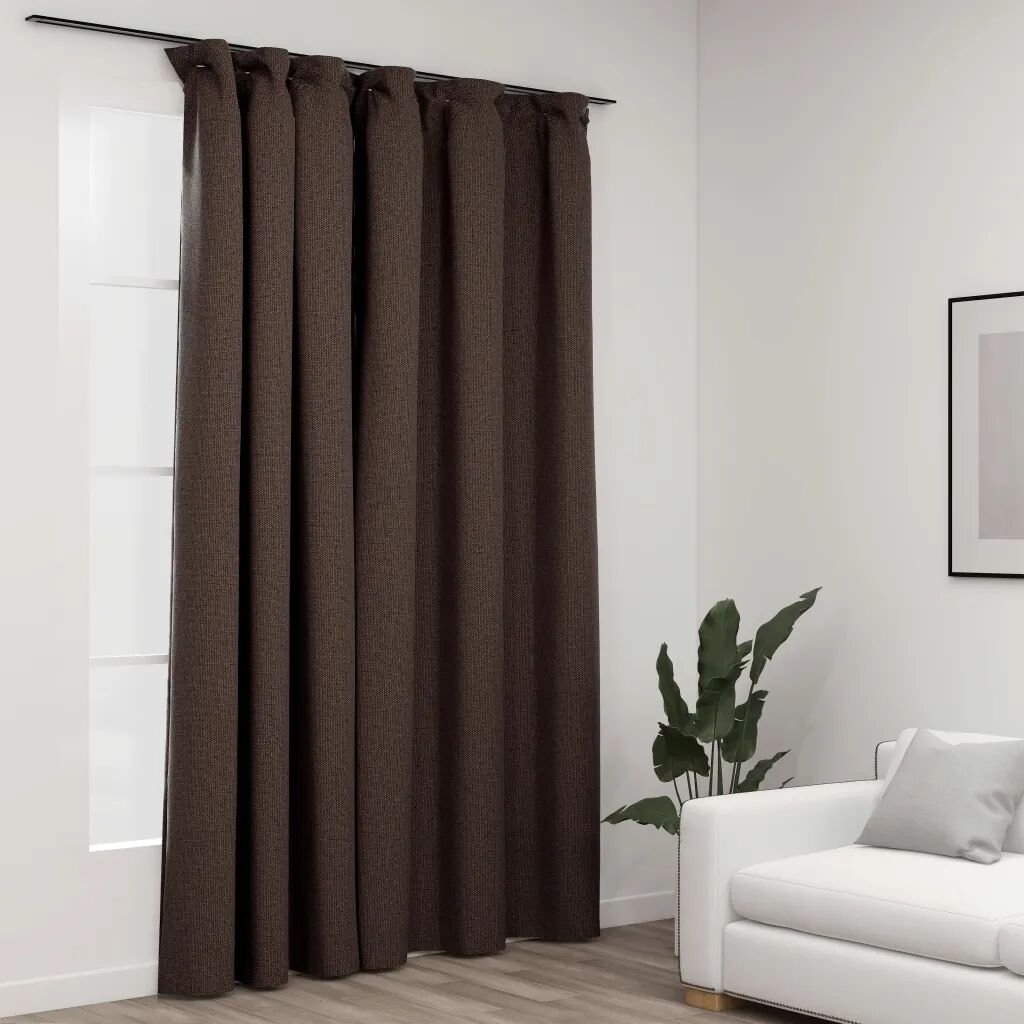 vidaXL Draperie opacă, aspect de in, gri taupe, 290x245 cm, cu cârlige