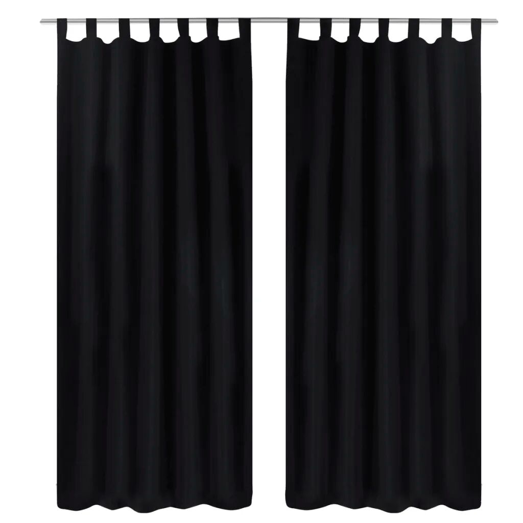 vidaXL 2-pack gardiner med öglor i svart microsatin 140 x 245 cm