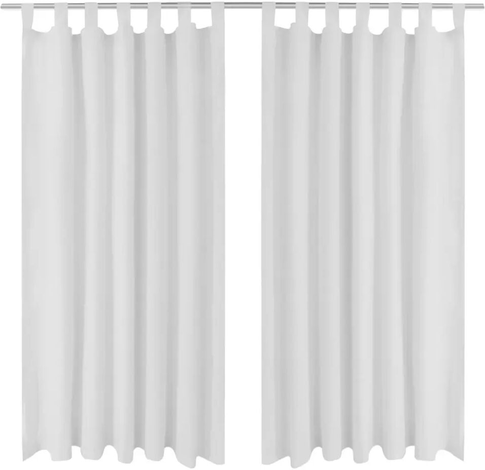 vidaXL 2-pack gardiner med öglor i vit microsatin 140 x 175 cm