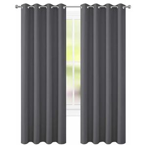 ELEOPTION Eyelet Black out Thermal Curtains  - gray - Size: 84.0 H cm