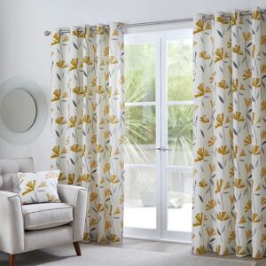 Fusion Eyelet Semi Sheer Curtains yellow/brown 183.0 H x 229.0 W cm