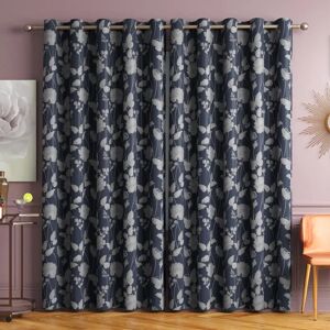 Marlow Home Co. Leah Eyelet Room Darkening Sliding Panel Curtains green/blue/navy 228.0 H cm