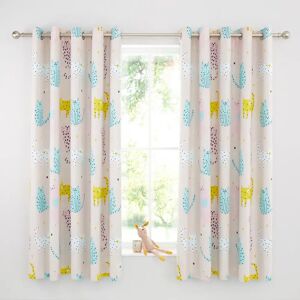 Catherine Lansfield Cute Cats Fully Reversible Lined Eyelet Curtains 183.0 H x 168.0 W cm