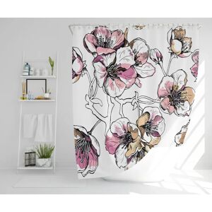 Rosalind Wheeler Melini Polyester Shower Curtain Set pink/gray 168.0 H x 210.0 W cm